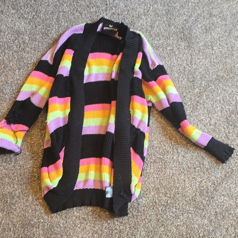 Distressed rainbow killstar cardigan